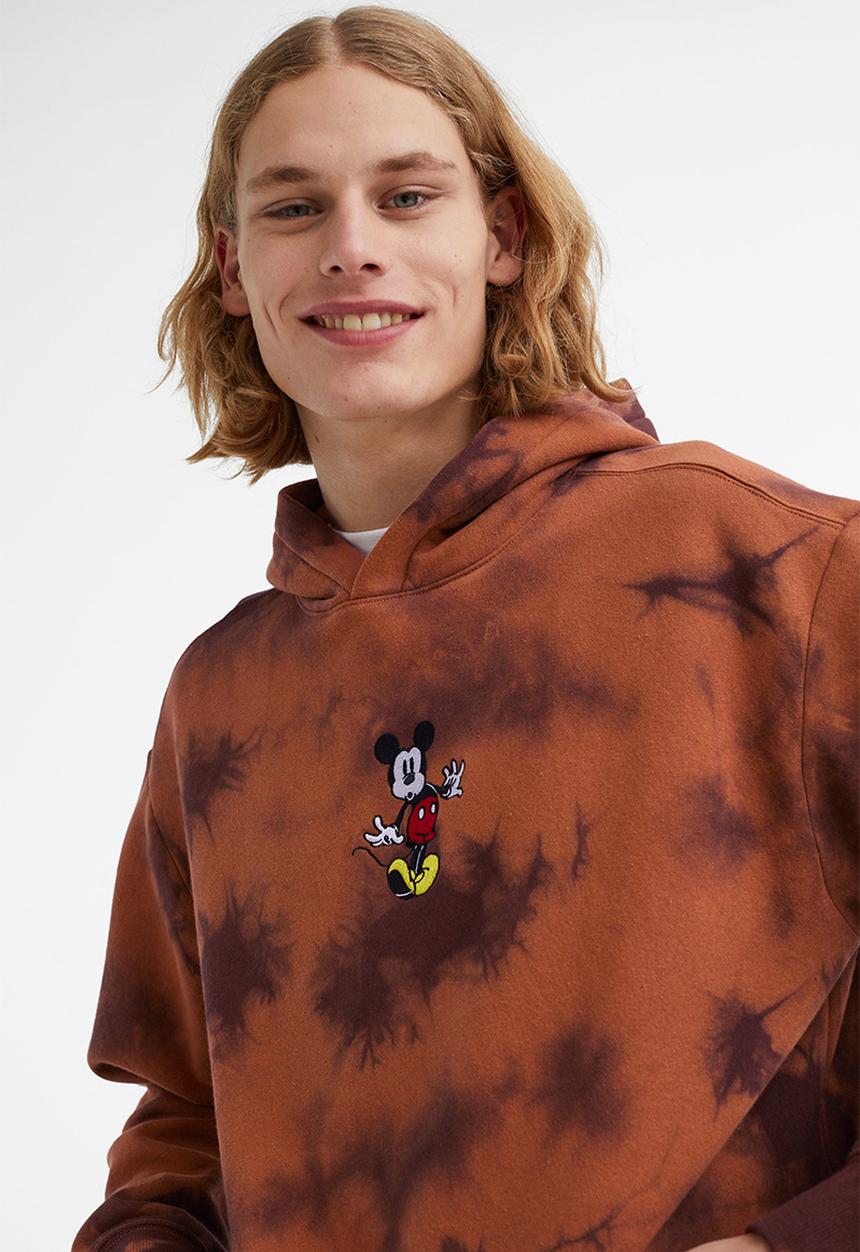 H&M - Relaxed fit hoodie - brown/mickey mouse