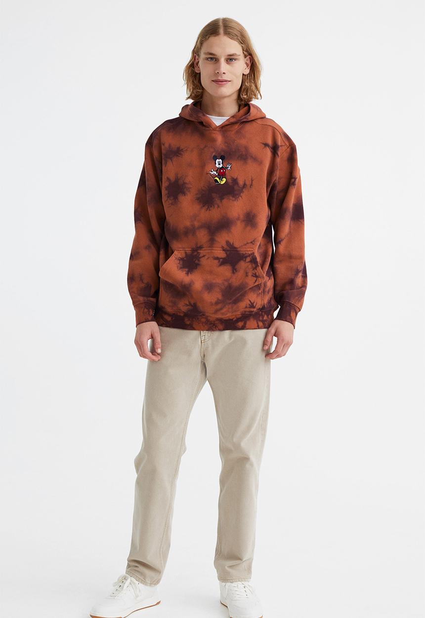 H&M - Relaxed fit hoodie - brown/mickey mouse