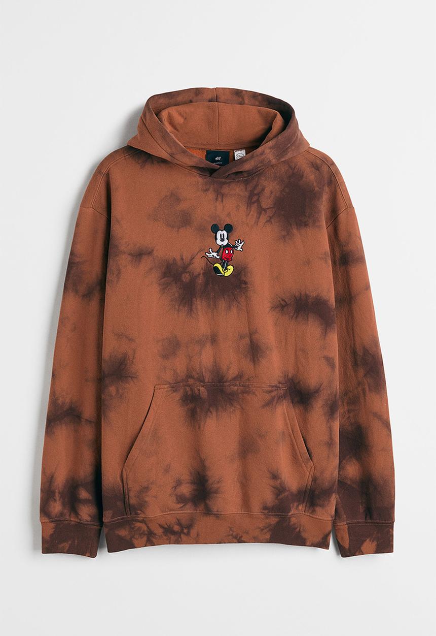 H&M - Relaxed fit hoodie - brown/mickey mouse