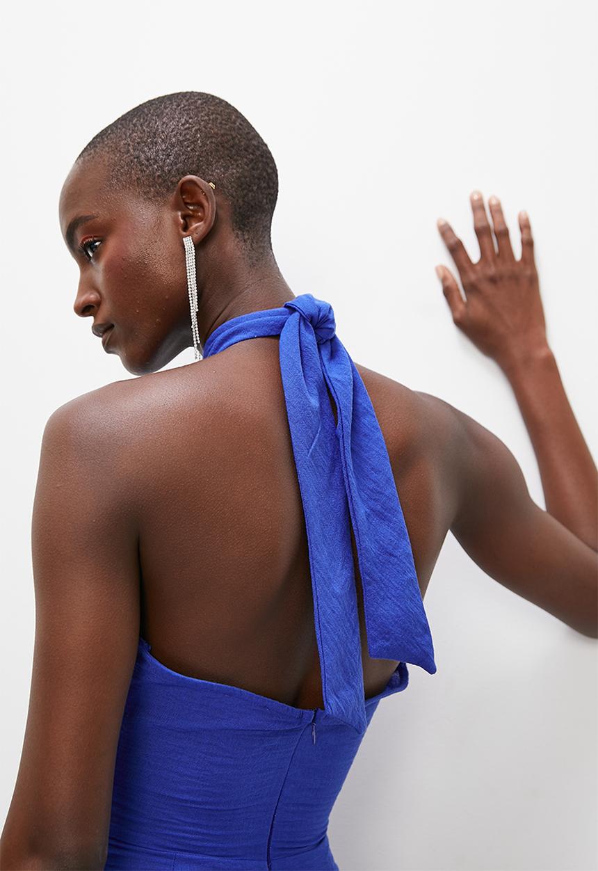 VELVET - Texture halter mini - cobalt