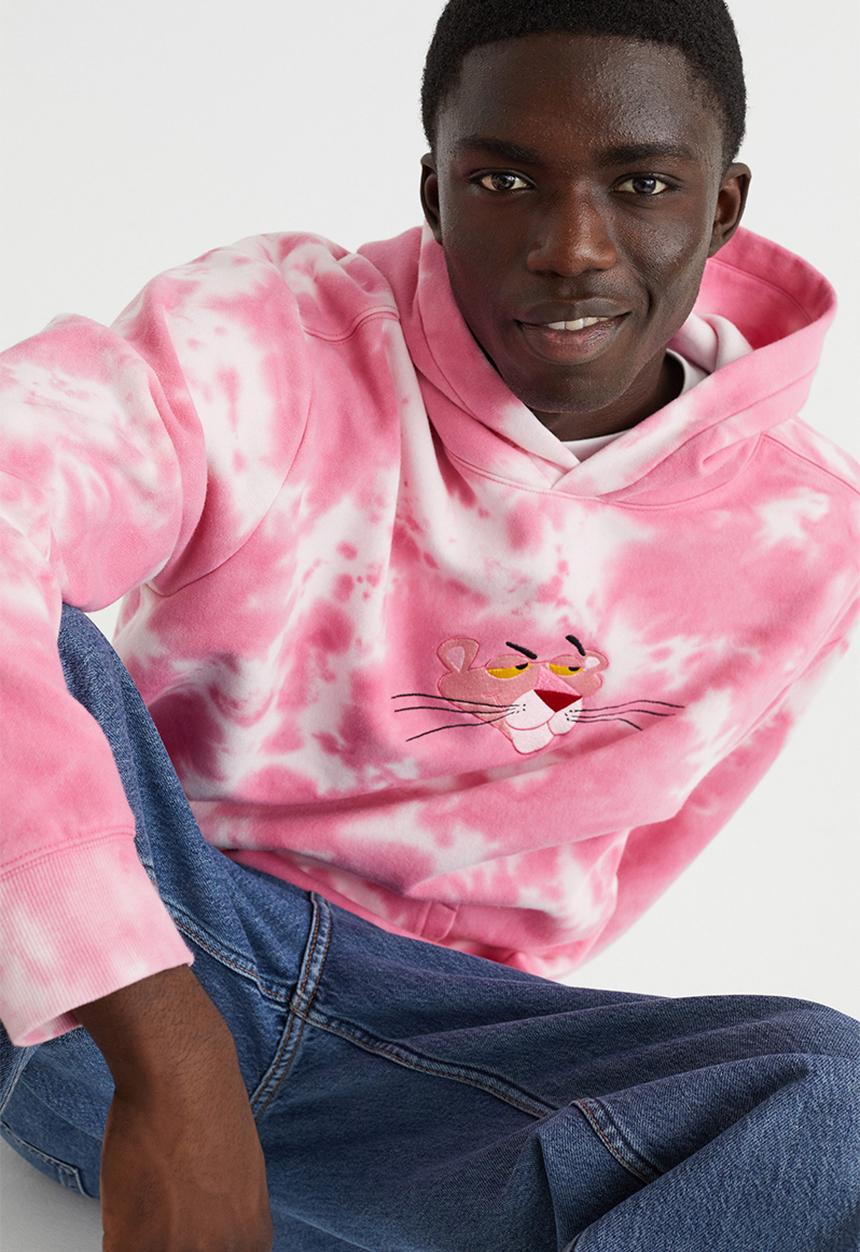H&M - Relaxed fit hoodie - pink/pink panther