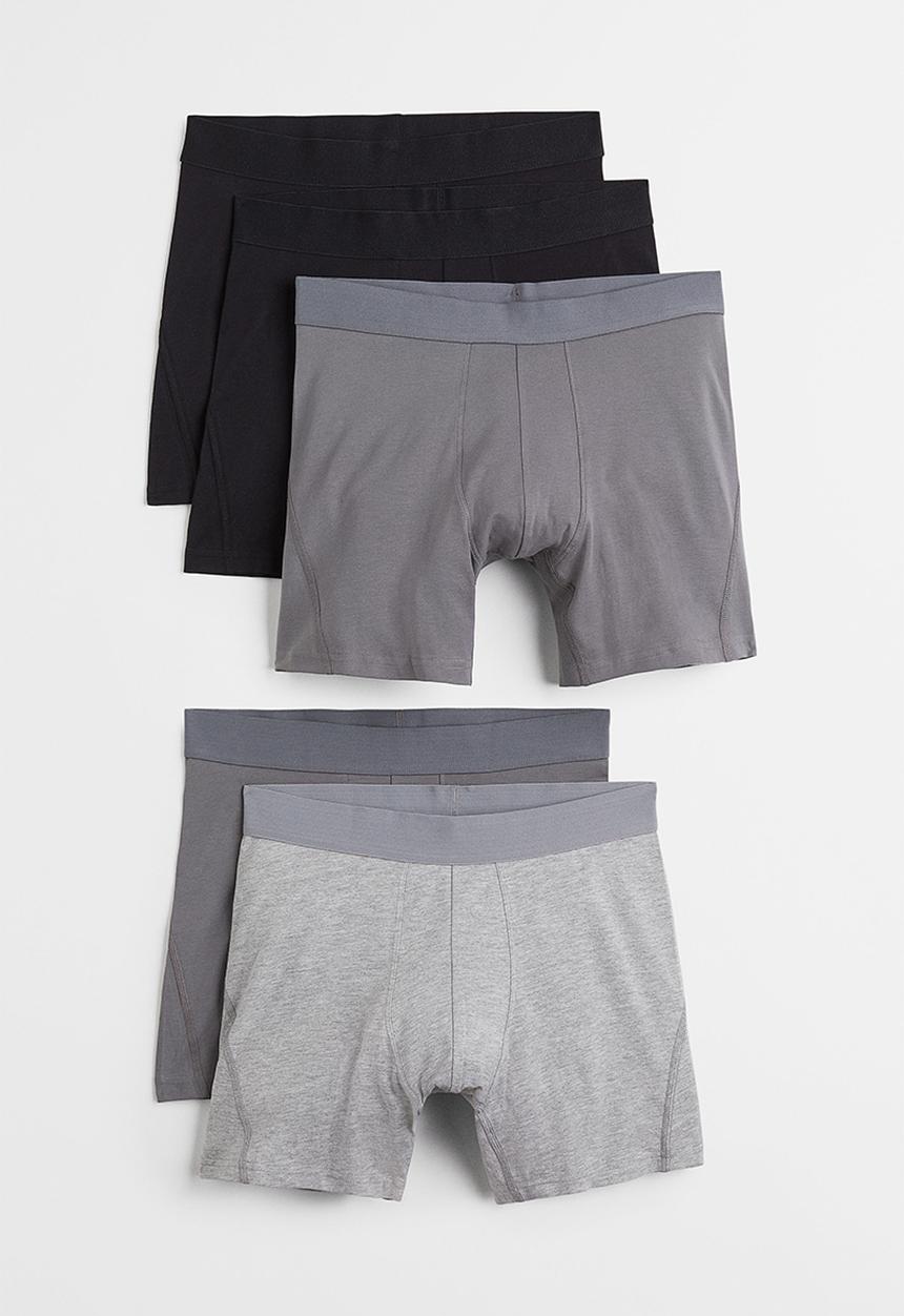 H&M - 5 Pack cotton mid trunks - grey/black