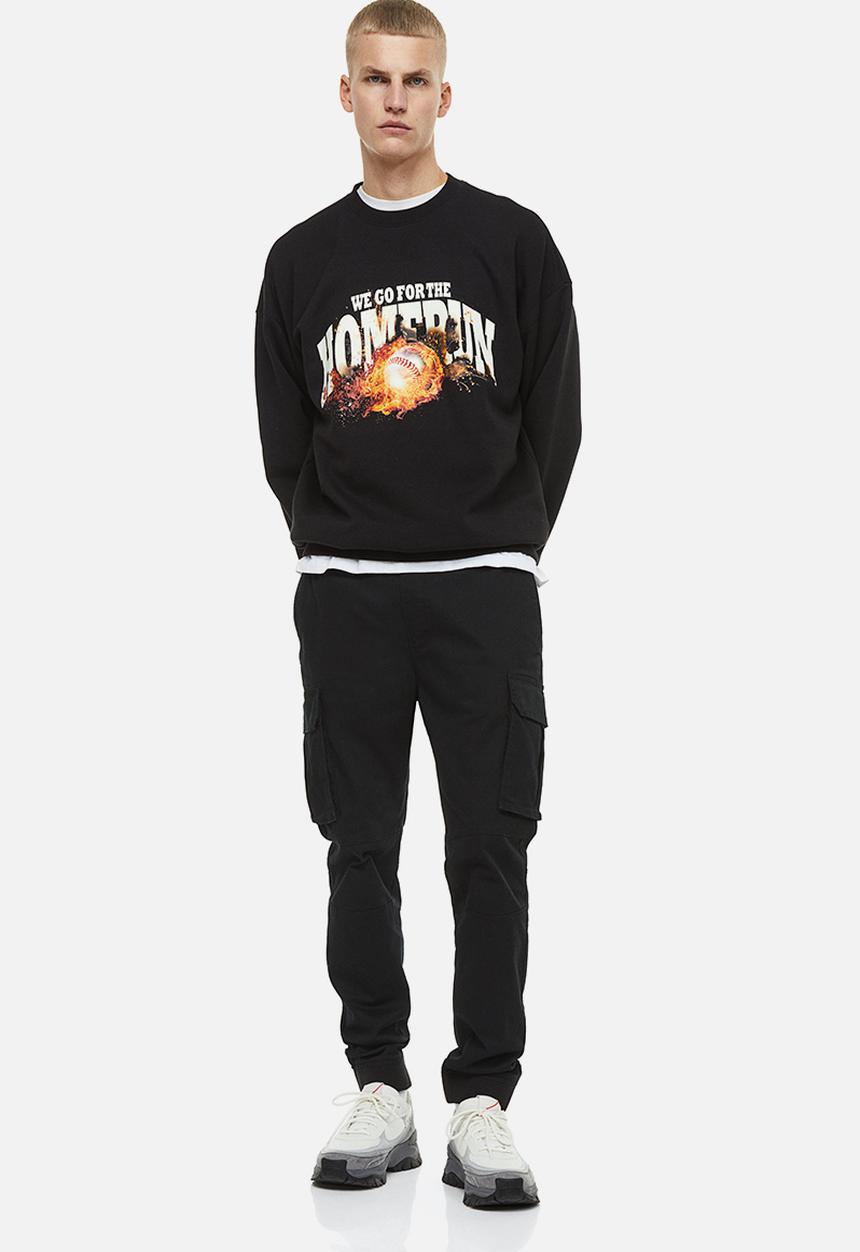 H&M - Skinny fit cargo joggers - black