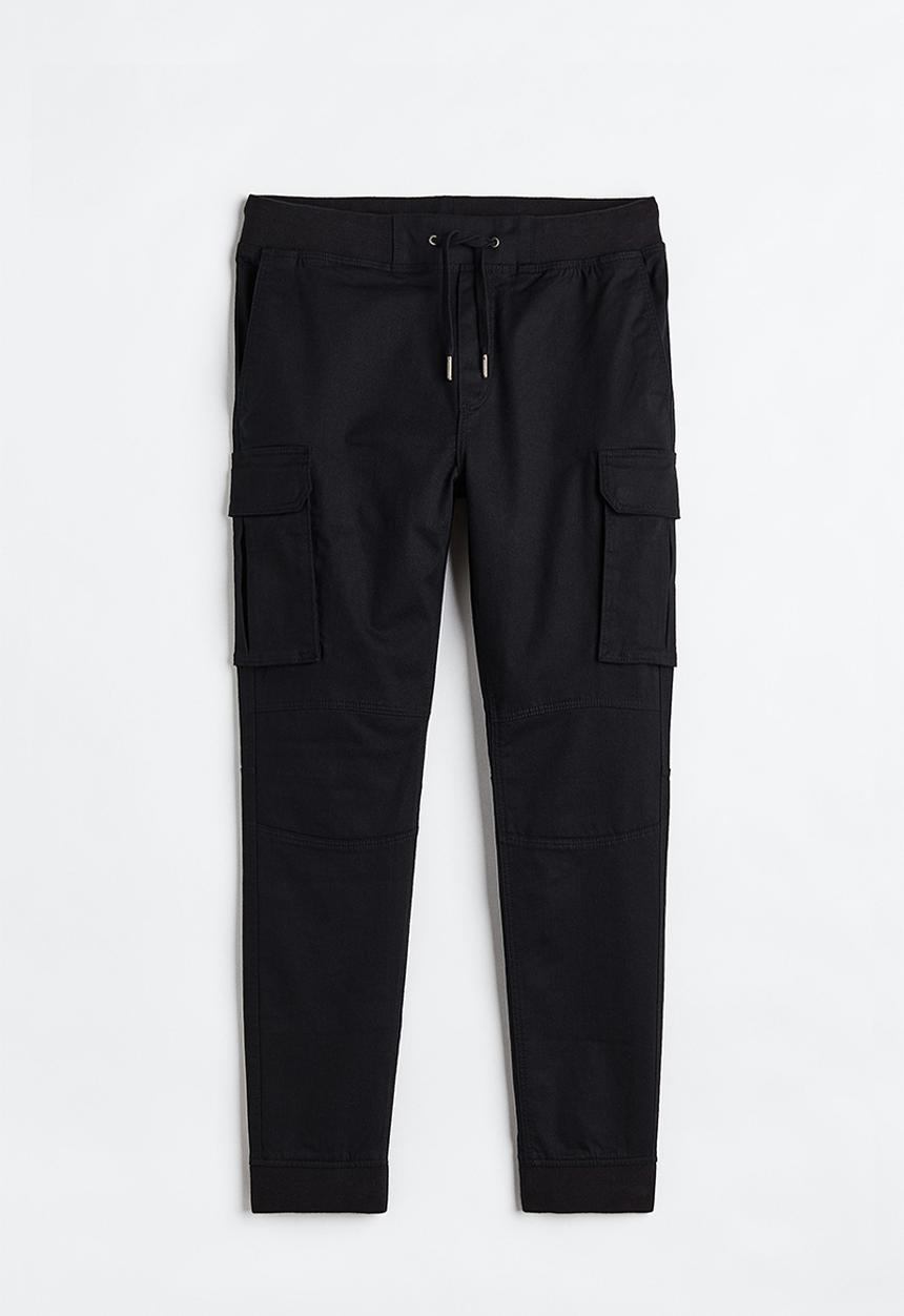 H&M - Skinny fit cargo joggers - black