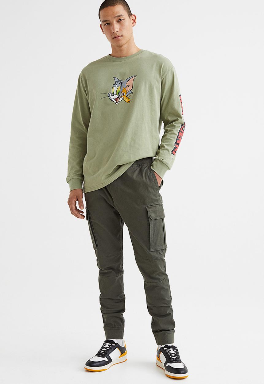 H&M - Skinny fit cargo joggers - khaki green