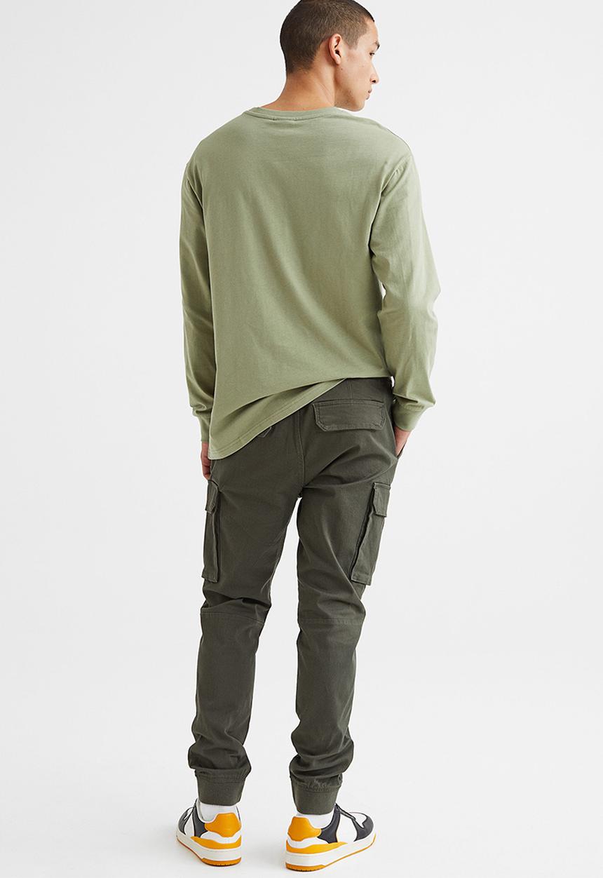H&M - Skinny fit cargo joggers - khaki green
