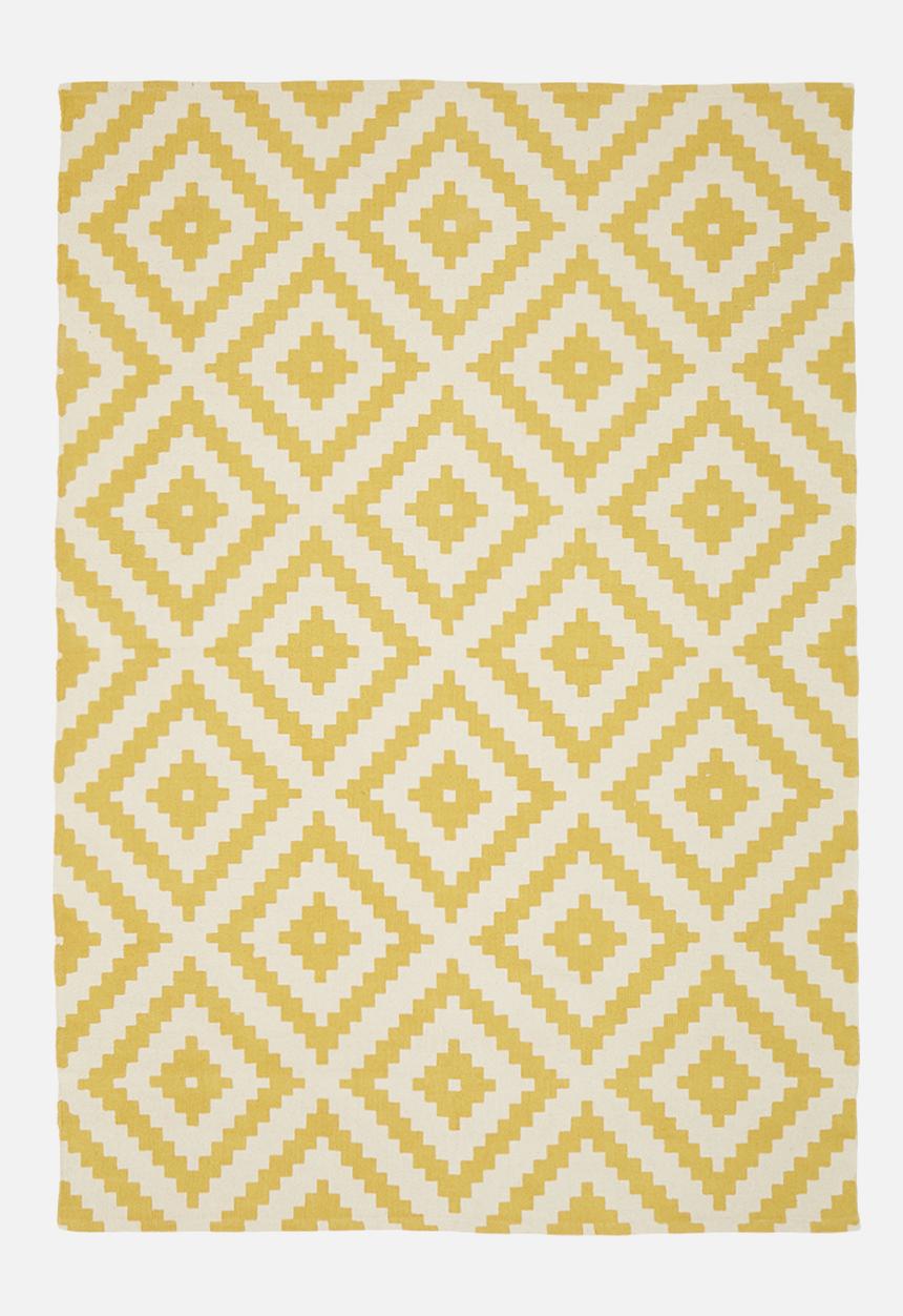 Sixth Floor - Jagger geo printed rug - mustard & white