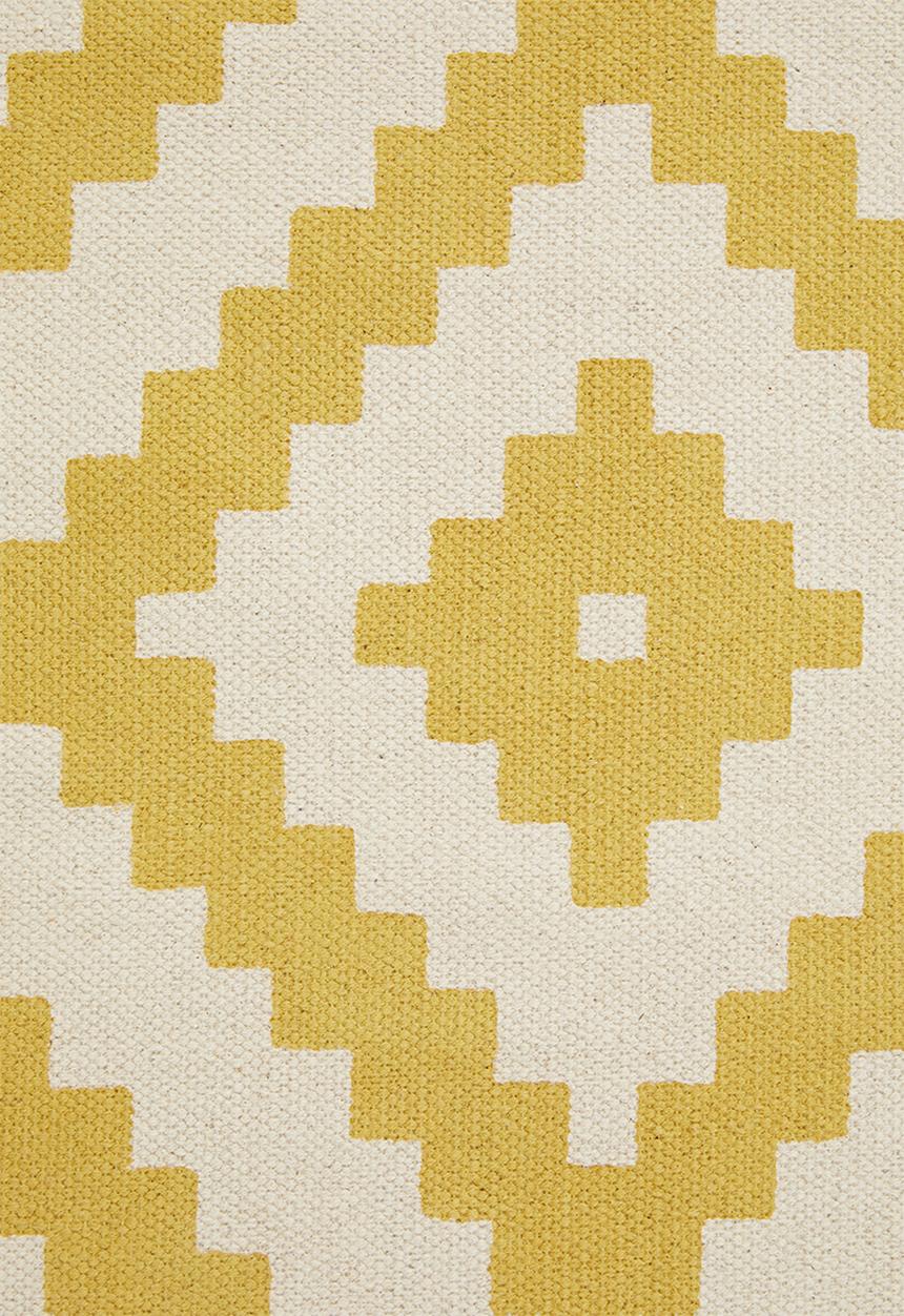 Sixth Floor - Jagger geo printed rug - mustard & white
