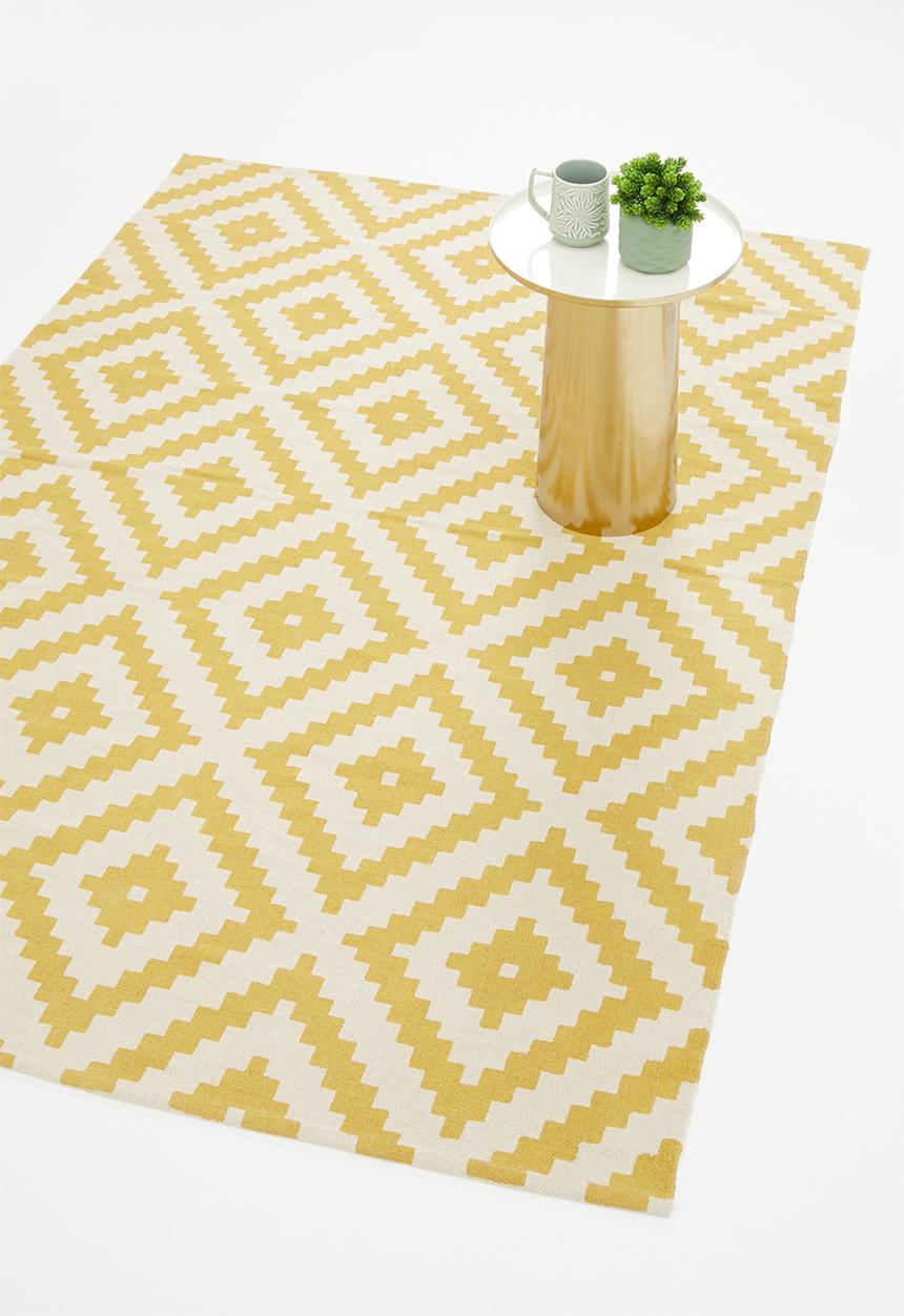 Sixth Floor - Jagger geo printed rug - mustard & white