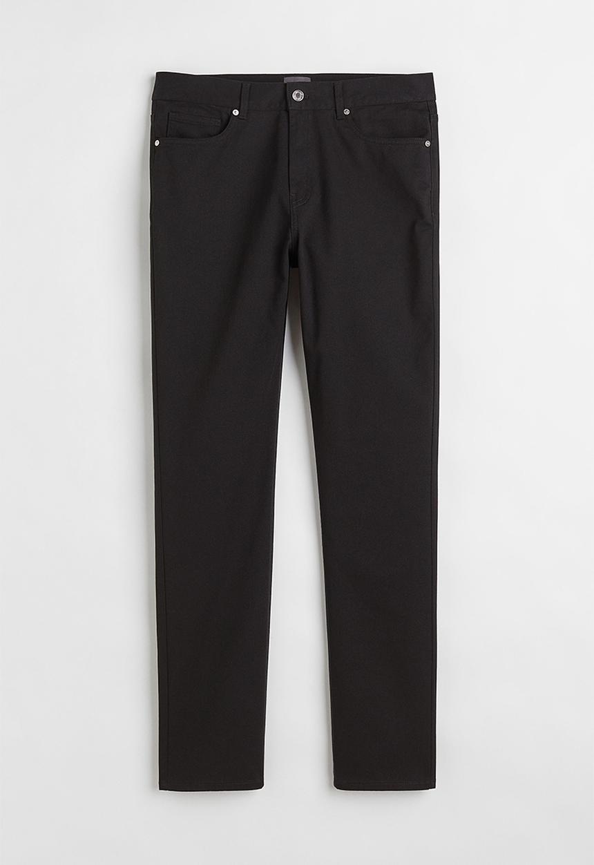 H&M - Slim fit cotton twill trousers - black