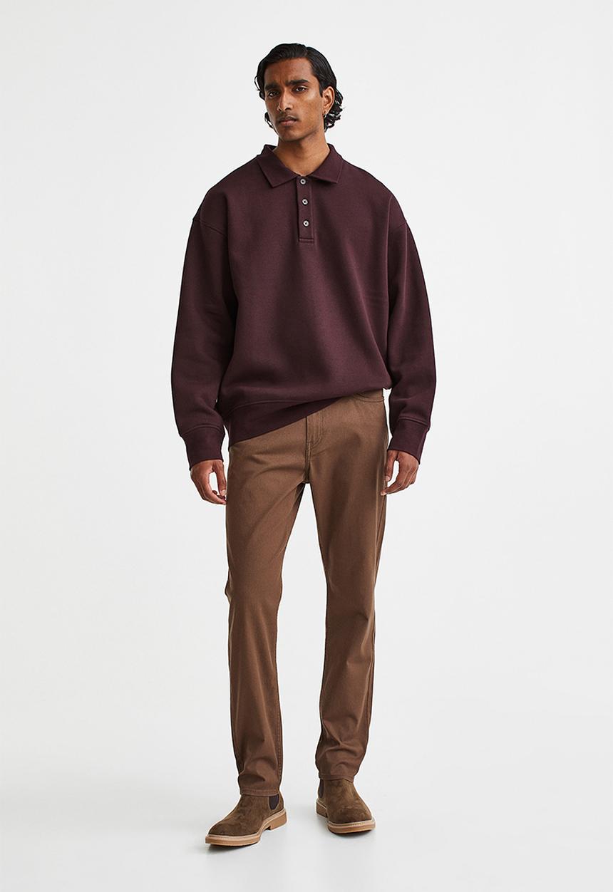 H&M - Slim fit cotton twill trousers - brown