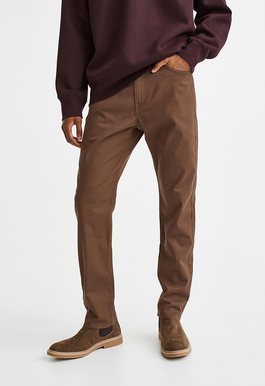 H&M - Slim fit cotton twill trousers - brown