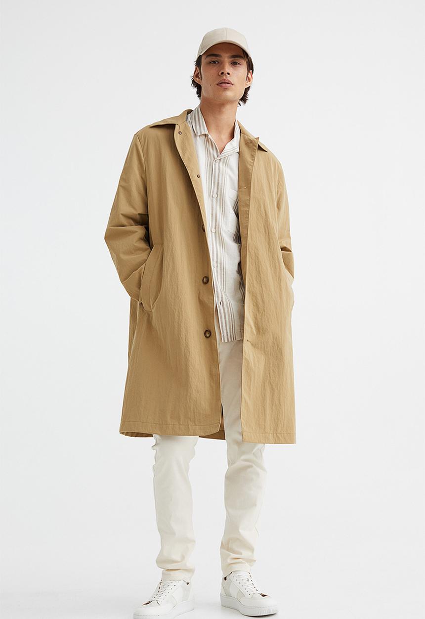 H&M - Slim fit cotton twill trousers - cream