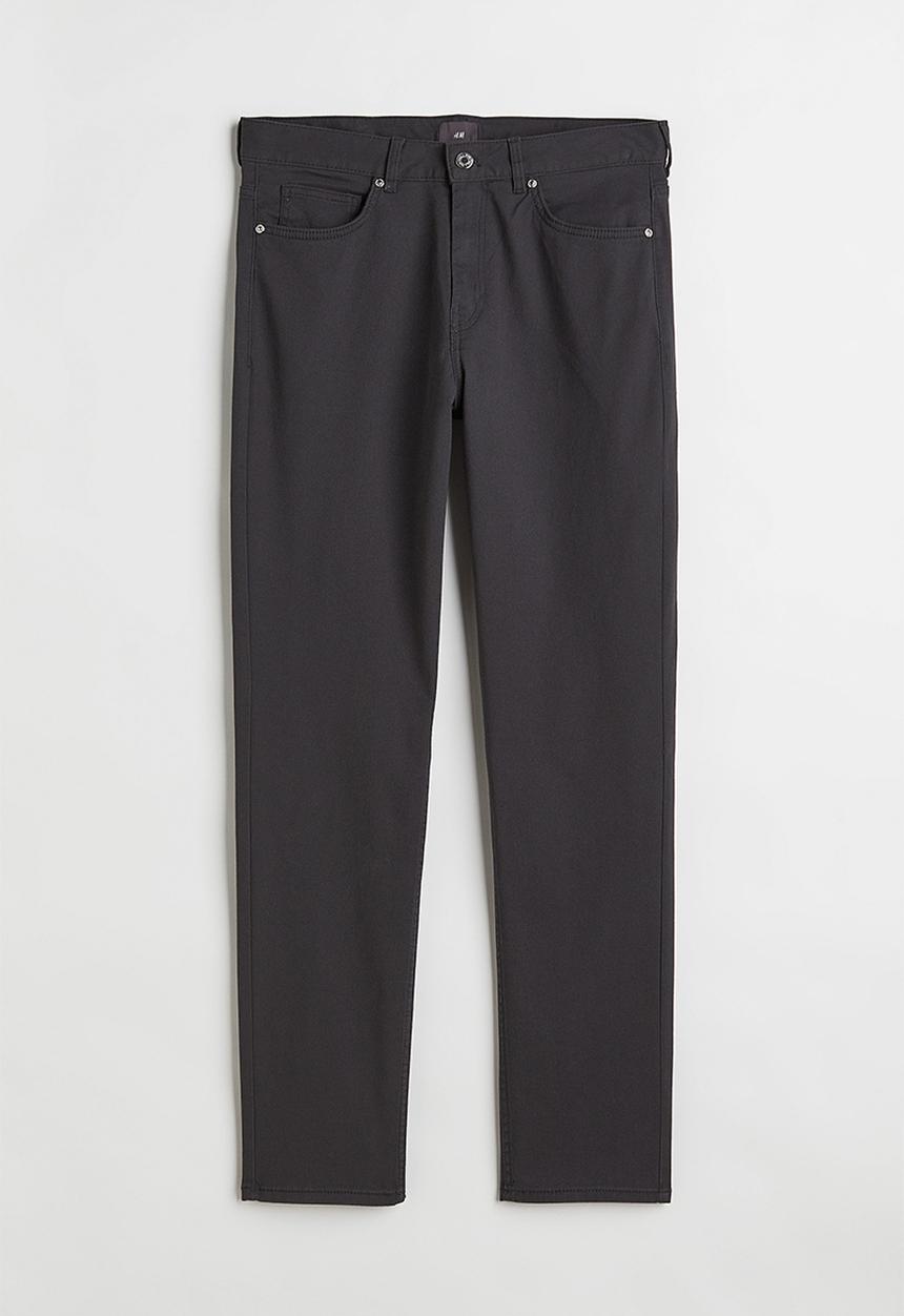 H&M - Slim fit cotton twill trousers - dark grey
