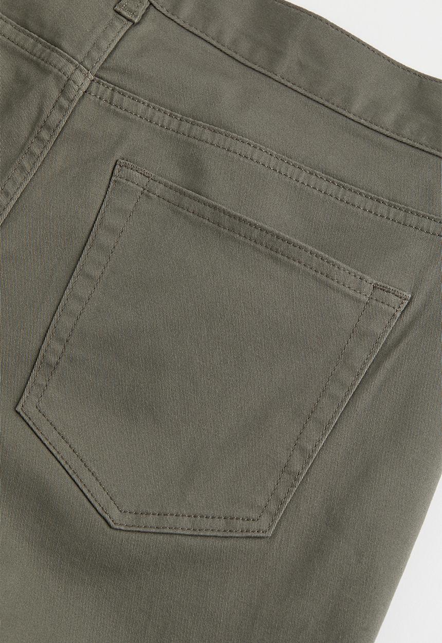 H&M - Slim fit cotton twill trousers - khaki green