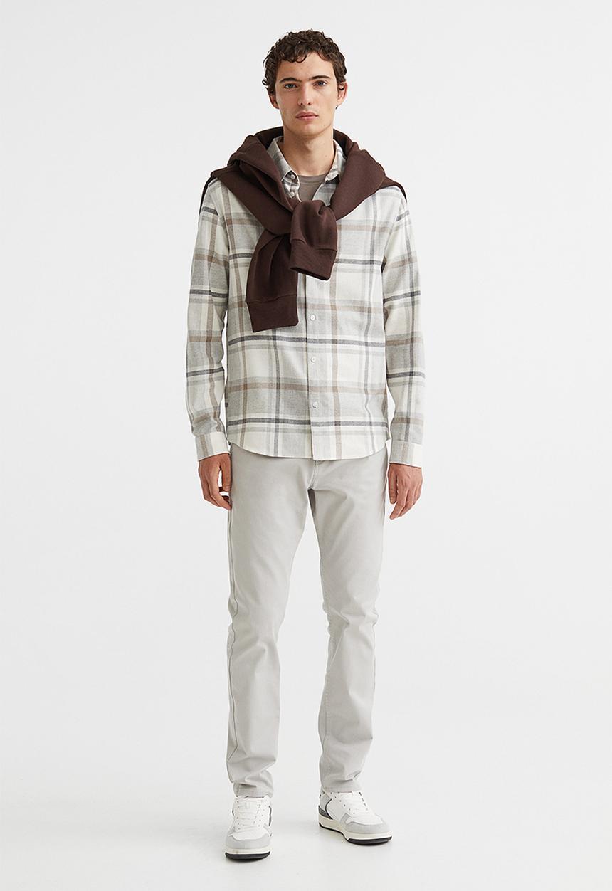 H&M - Slim fit cotton twill trousers - light grey