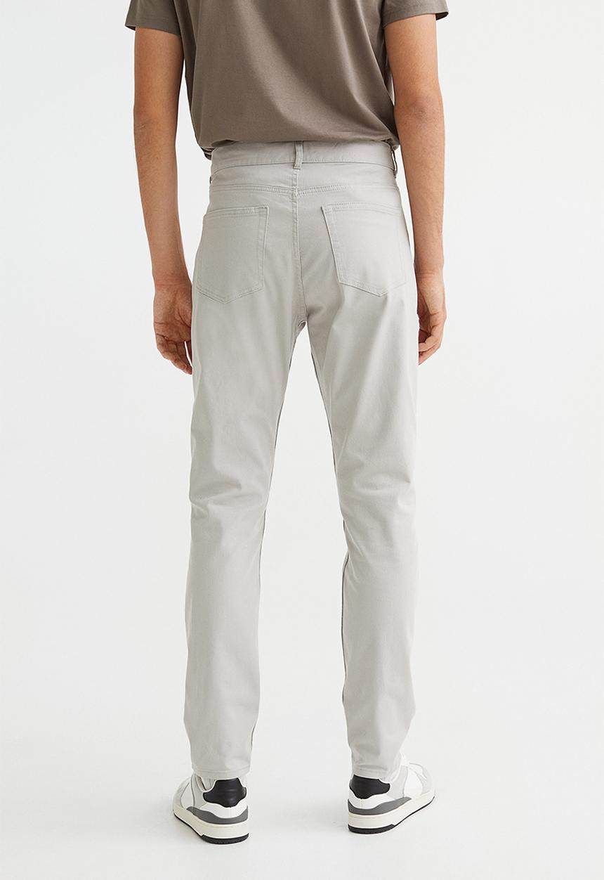 H&M - Slim fit cotton twill trousers - light grey