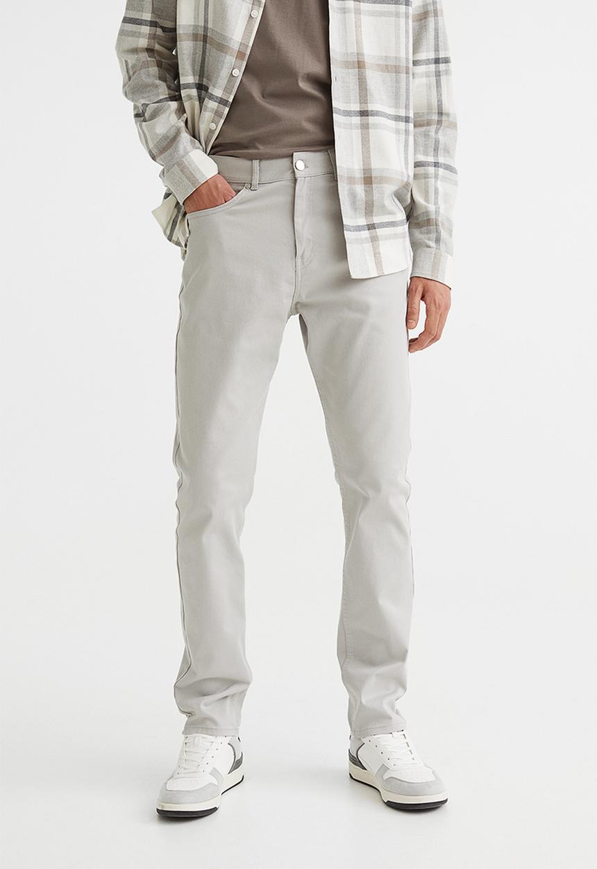 H&M - Slim fit cotton twill trousers - light grey