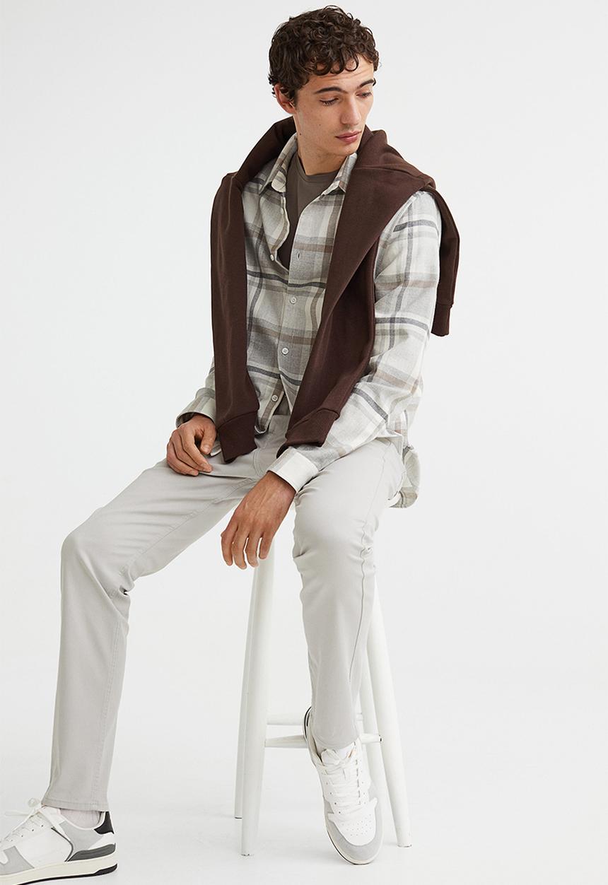 H&M - Slim fit cotton twill trousers - light grey
