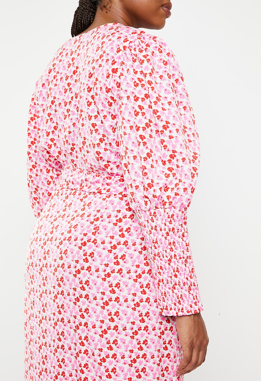 Glamorous - Plus ladies dress - white red pink floral