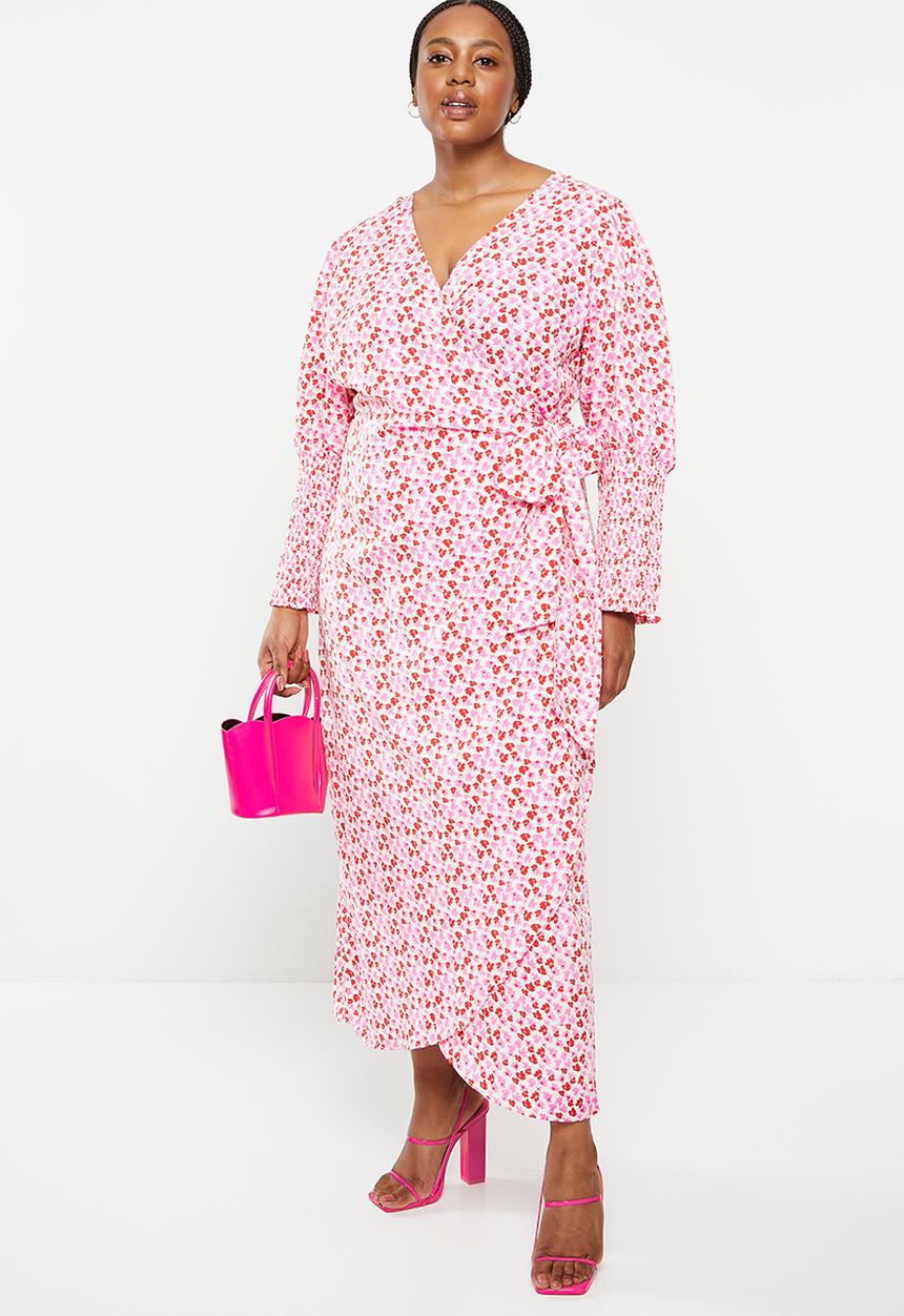 Glamorous - Plus ladies dress - white red pink floral