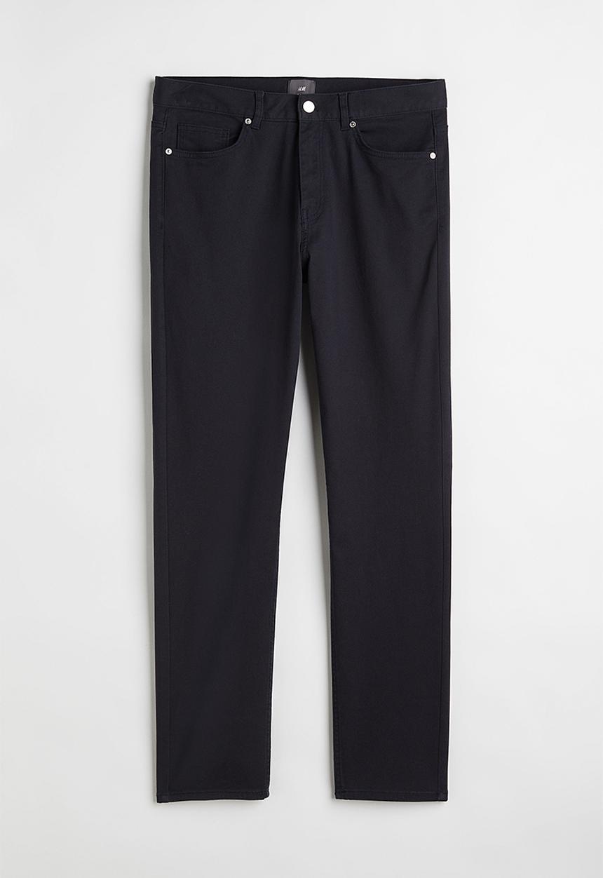 H&M - Slim fit cotton twill trousers - navy blue