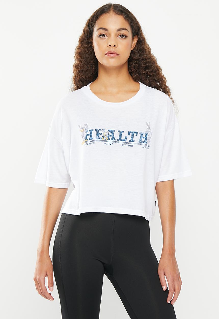 Cotton On - Relaxed active recycled graphic T-shirt - white/lcn bugs bunny sports 