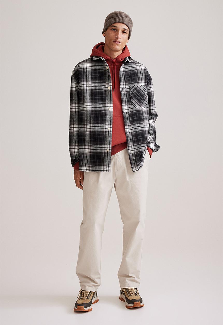 H&M - Cotton twill shirt - black/white checked