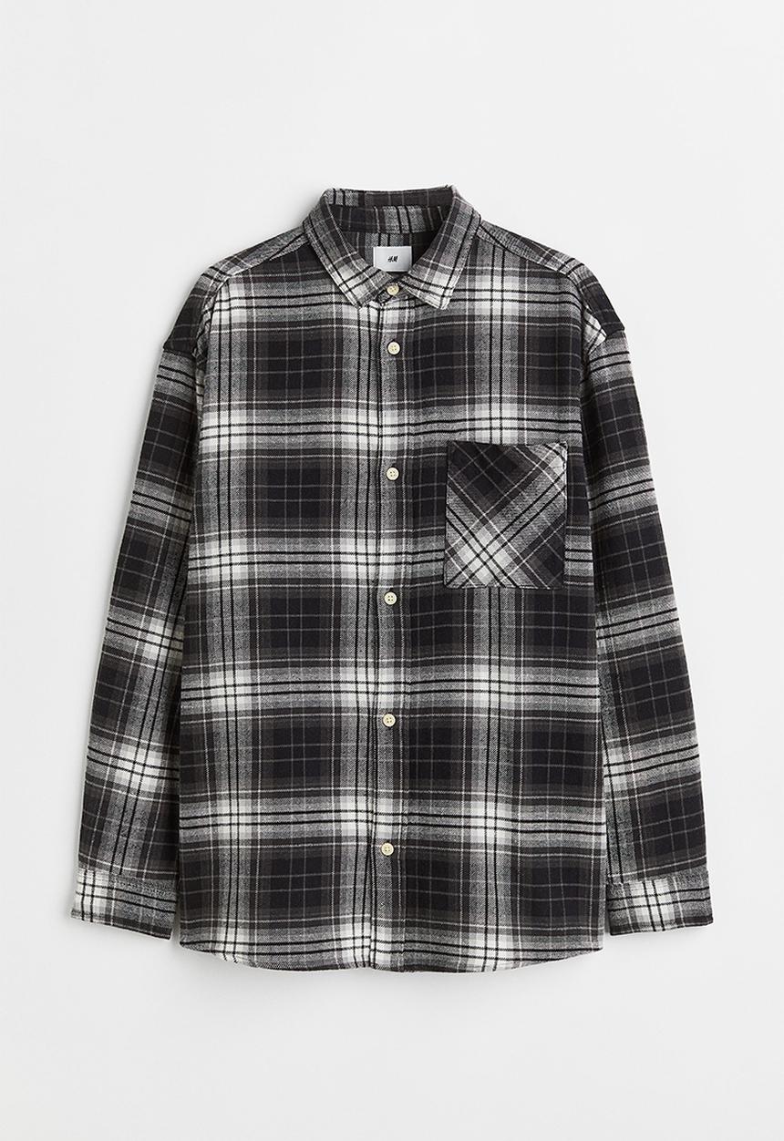 H&M - Cotton twill shirt - black/white checked