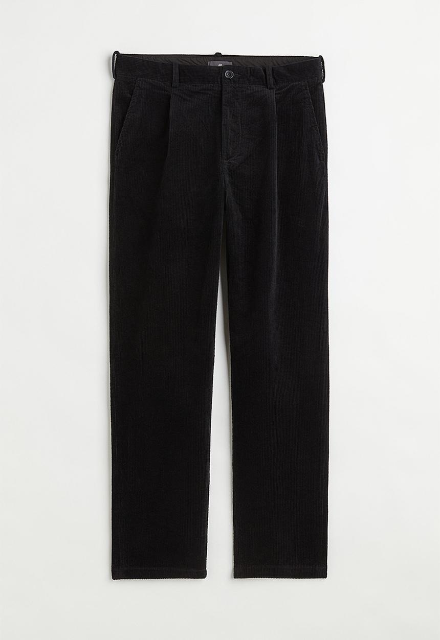 H&M - Regular fit corduroy trousers - black