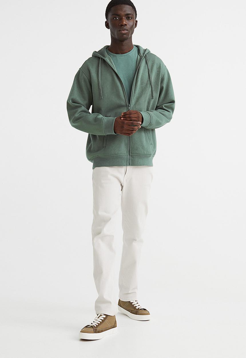 H&M - Relaxed fit zip-through hoodie - green