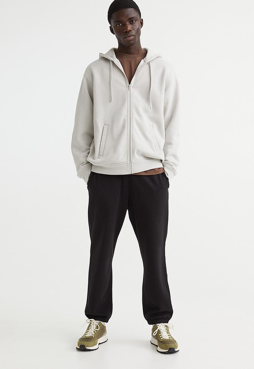 H&M - Relaxed fit zip-through hoodie - light greige 