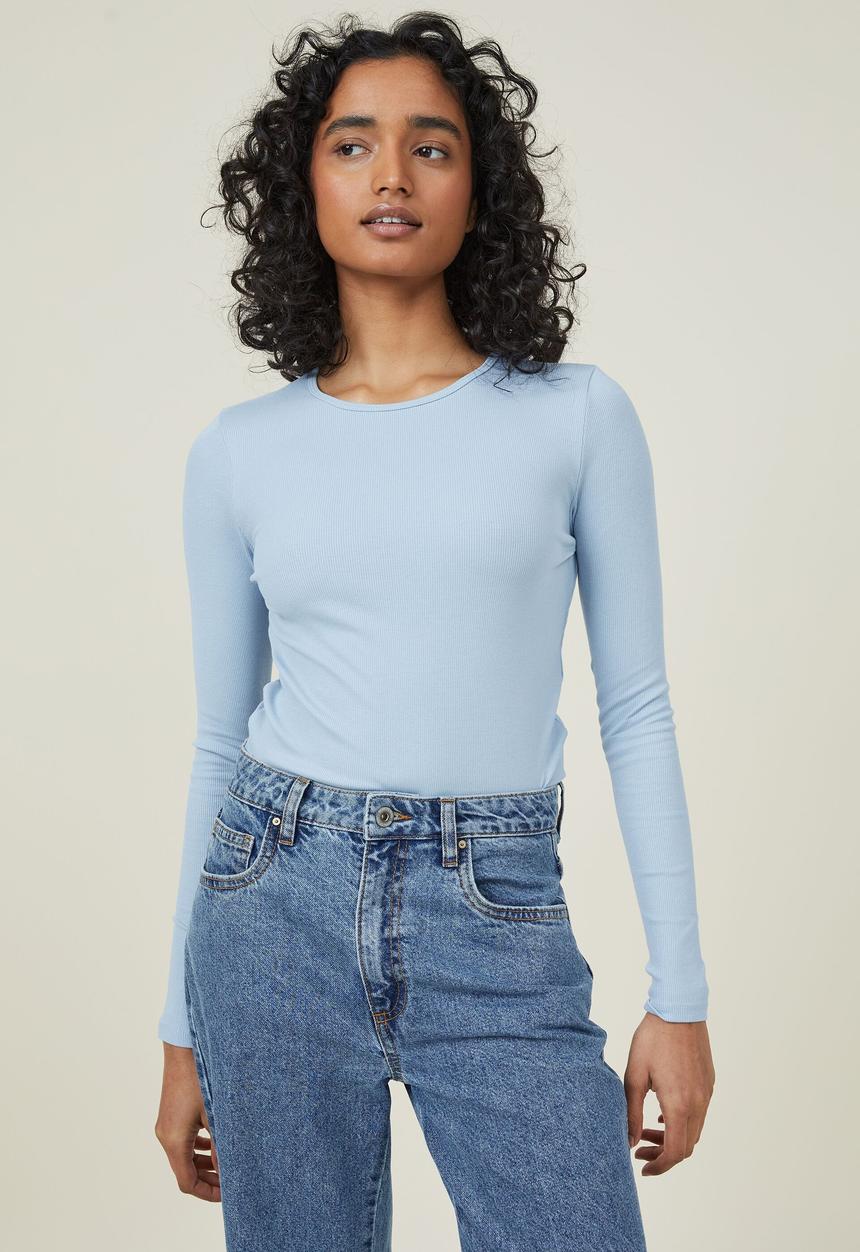 Cotton On - The one organic long sleeve top - seaside blue