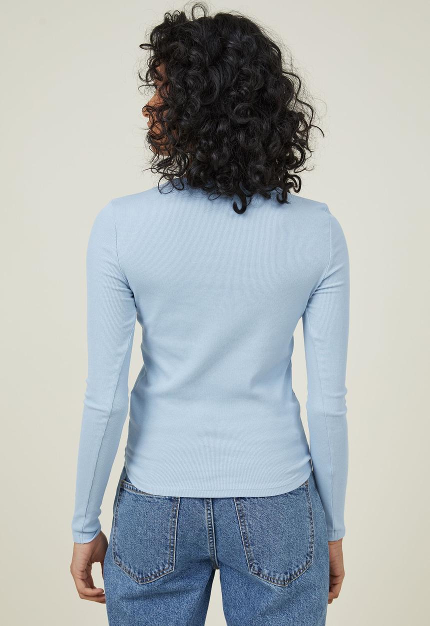 Cotton On - The one organic long sleeve top - seaside blue