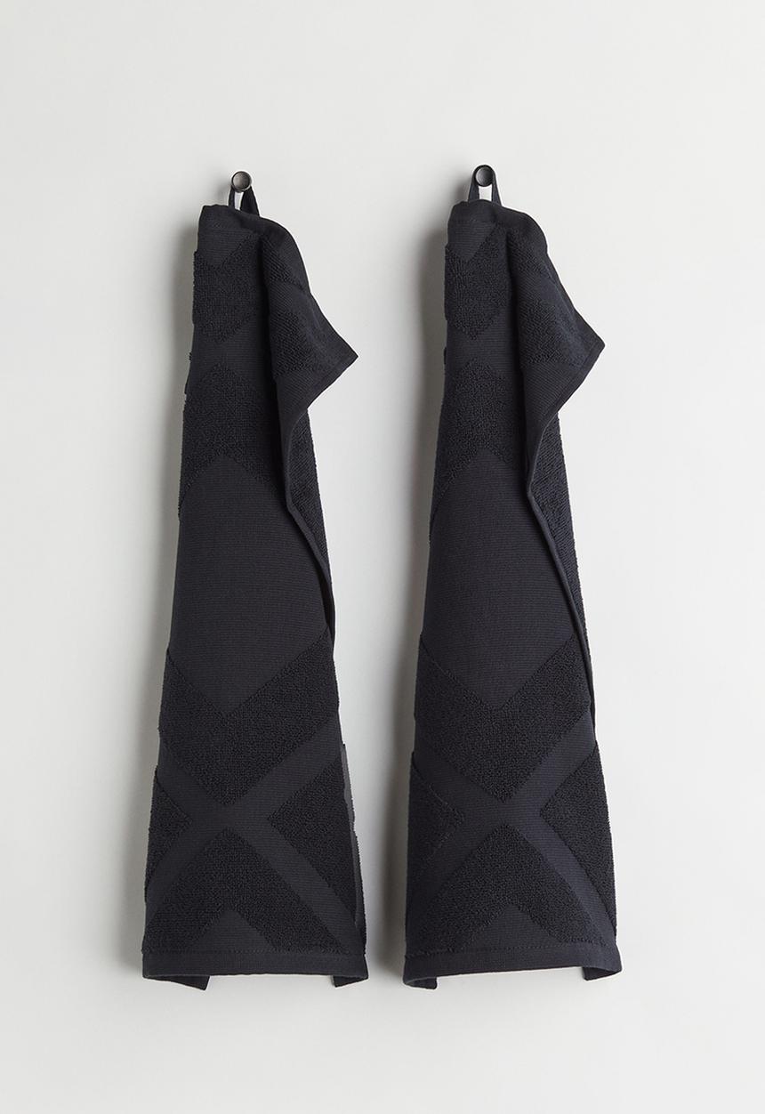 H&M - 2-pack guest towels - black