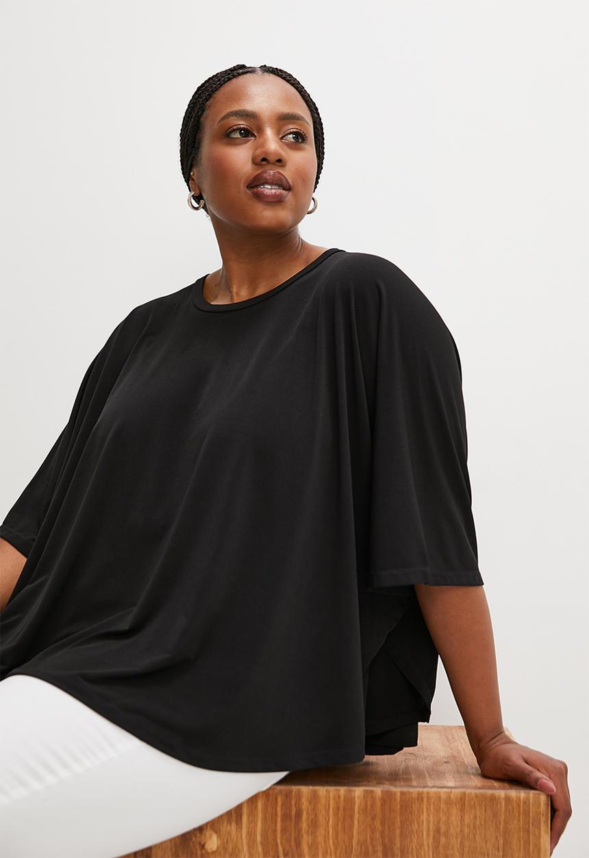 edit Plus - Asymmetrical hem top - black