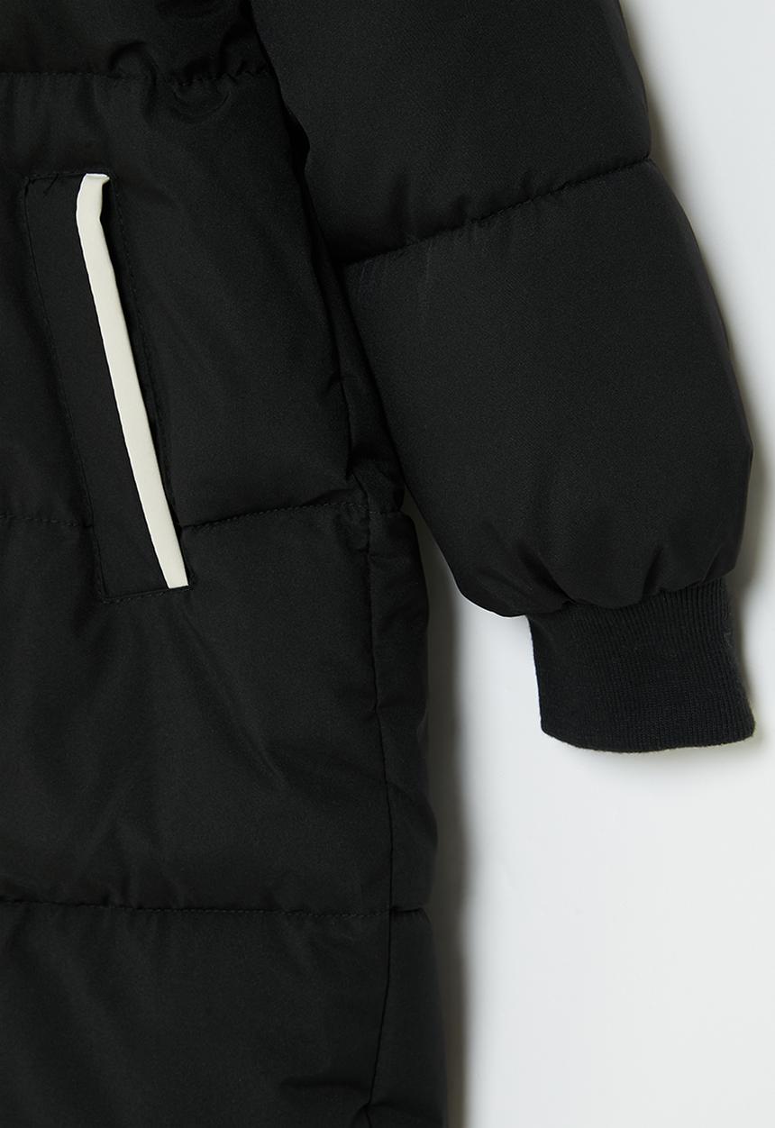 Pop Candy - Zip through unisex midi puffer - black