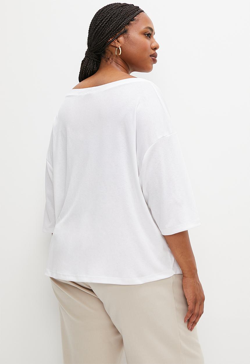 edit Plus - Slub crew relaxed top - white