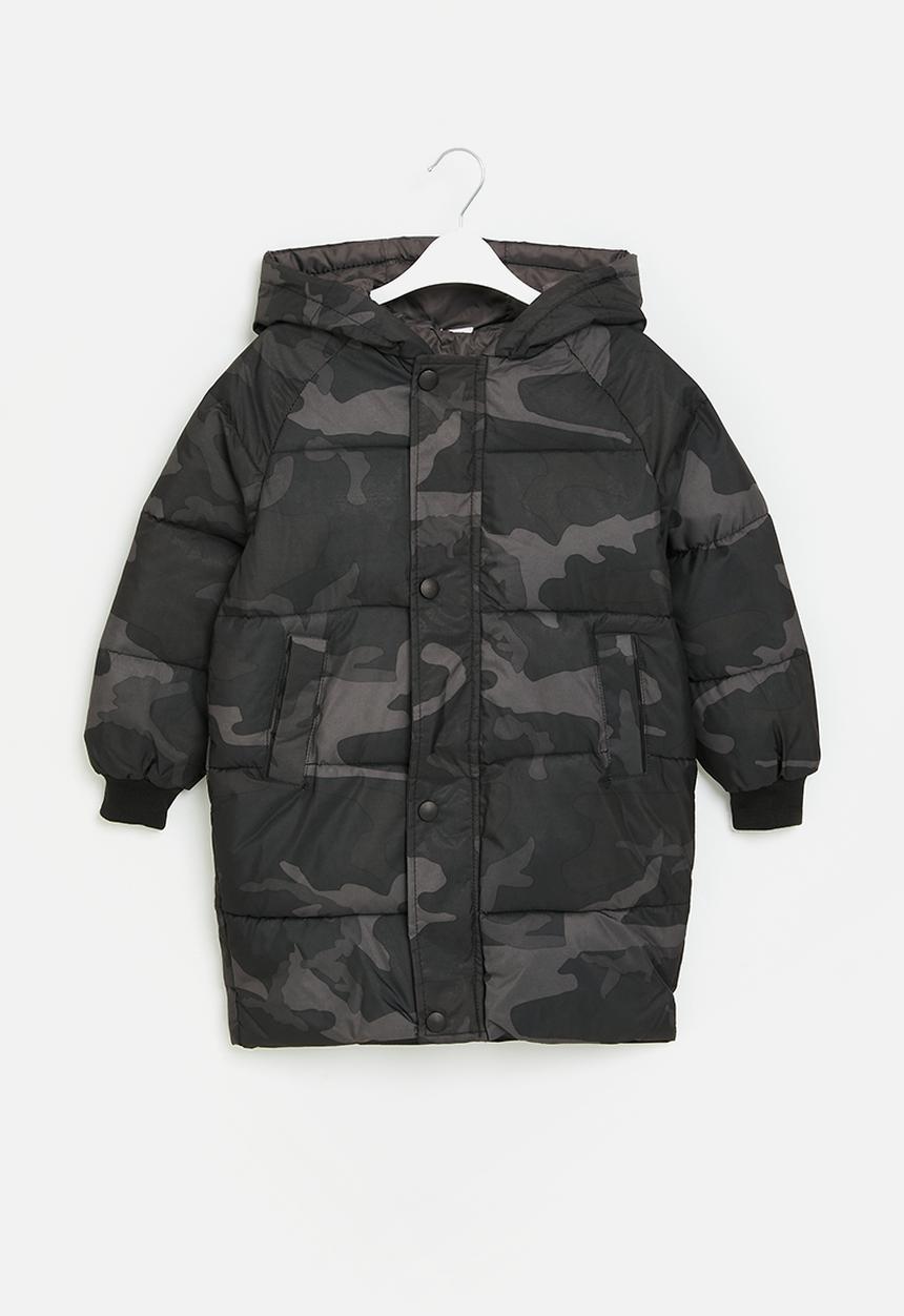 Pop Candy - Midi hooded puffer - camo