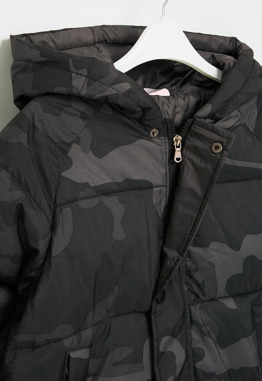 Pop Candy - Midi hooded puffer - camo