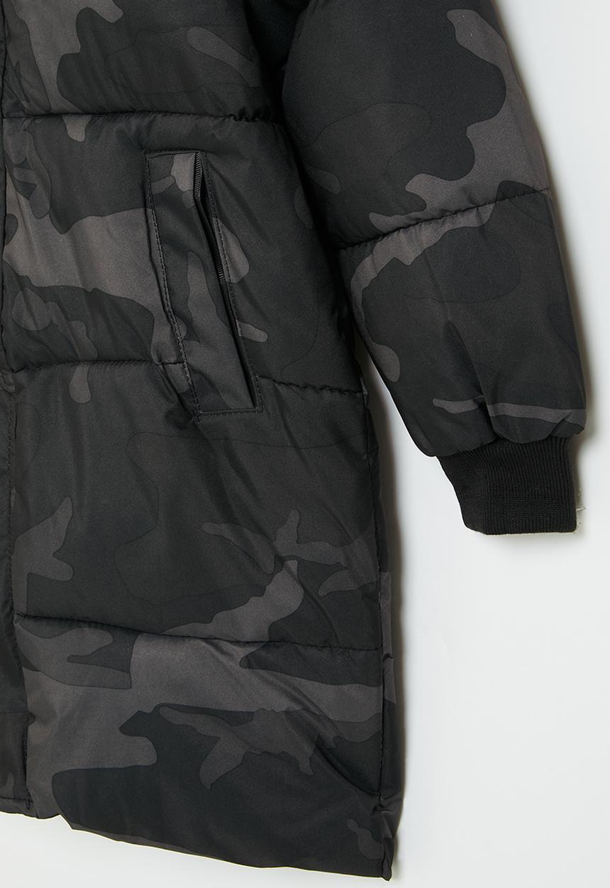 Pop Candy - Midi hooded puffer - camo