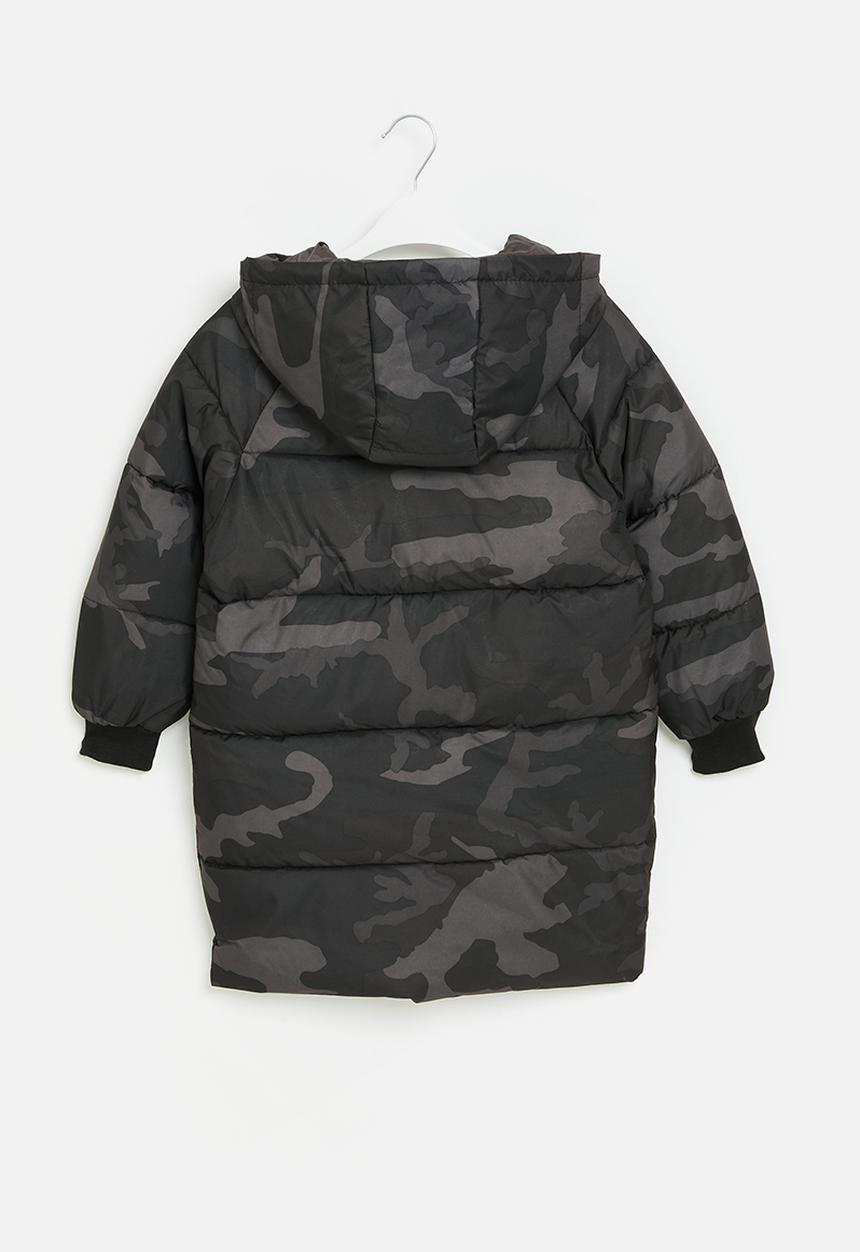 Pop Candy - Midi hooded puffer - camo