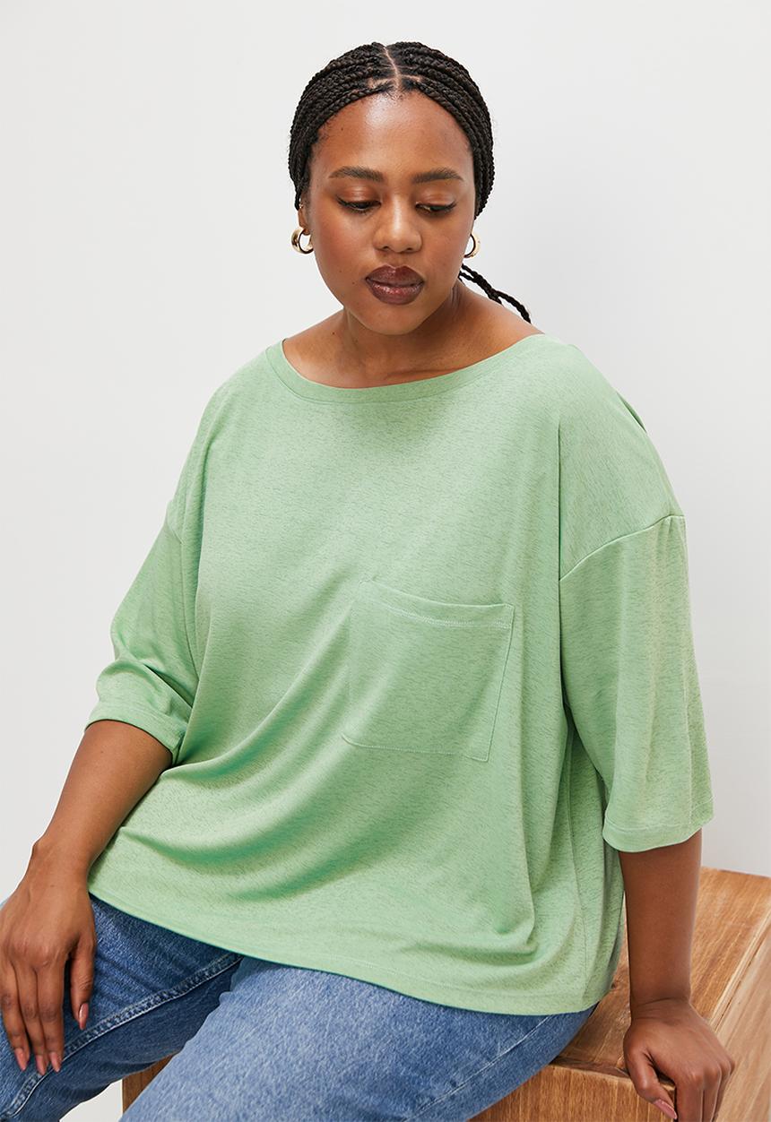 edit Plus - Slub crew relaxed top - mint