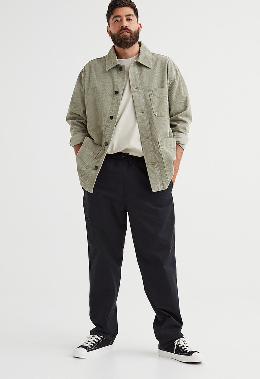 H&M - Relaxed fit twill pull-on trousers - black