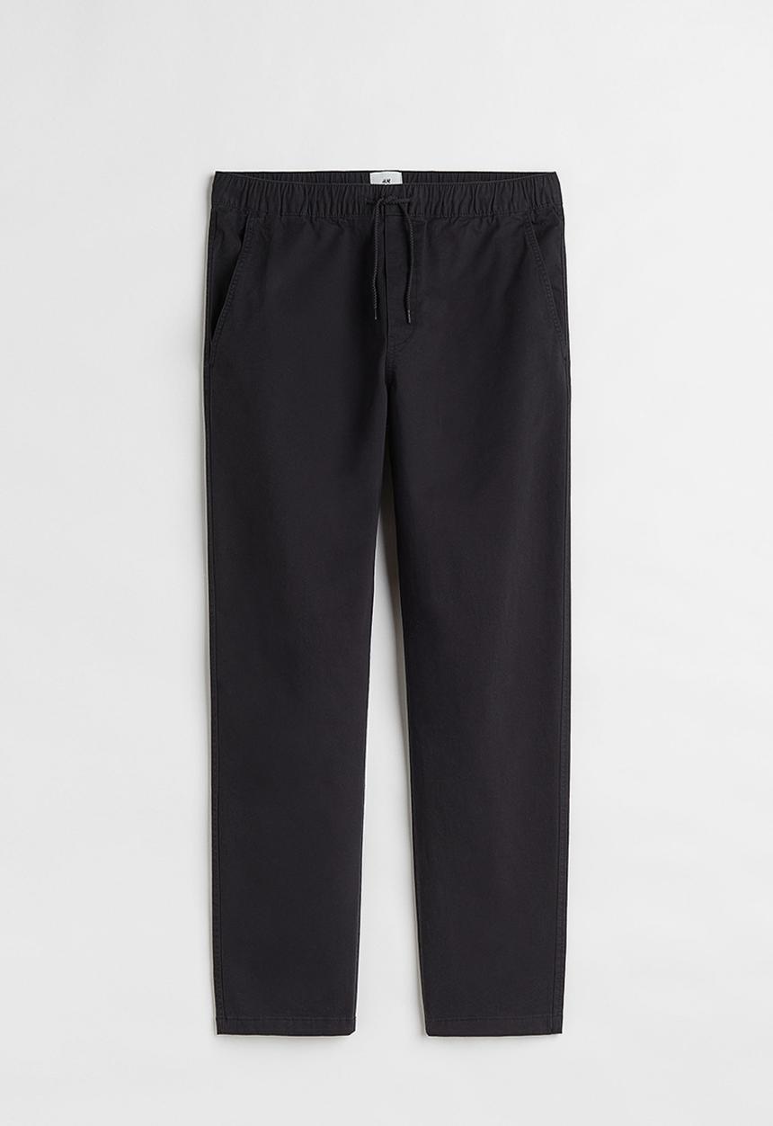 H&M - Relaxed fit twill pull-on trousers - black