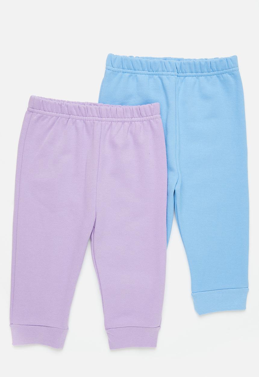 Superbalist - 2 pack plain trackpant - lilac & ight blue