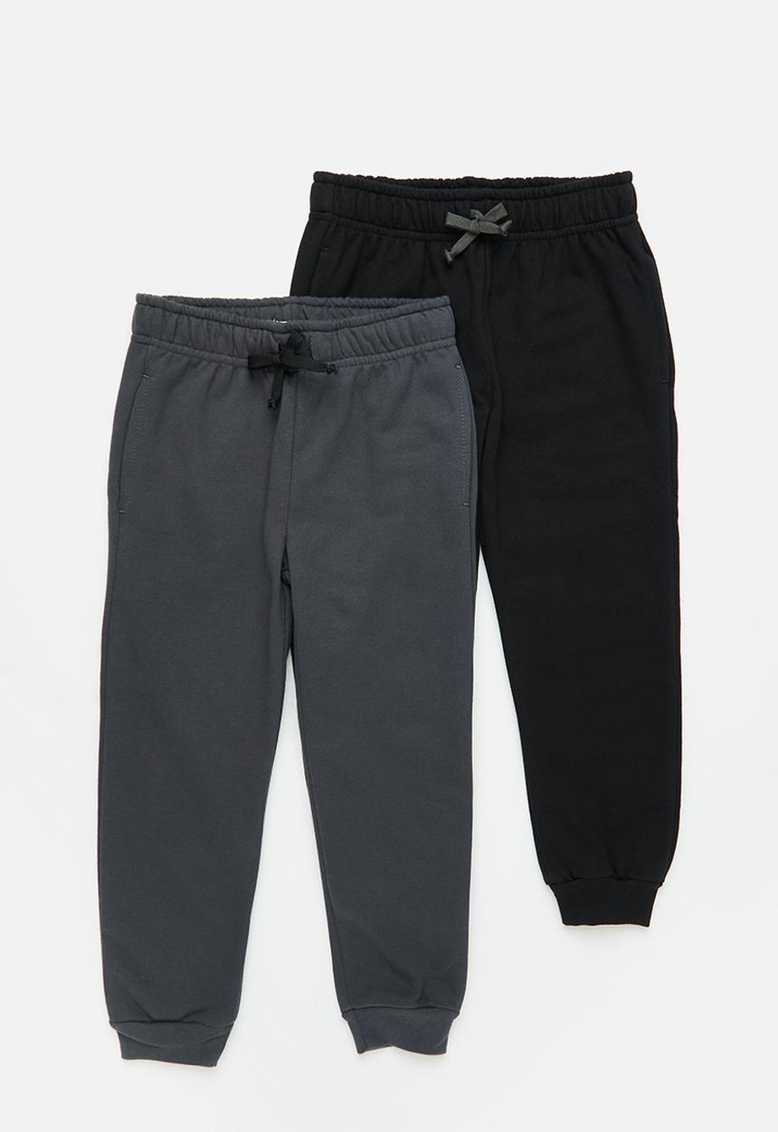 Superbalist - Younger boys 2 pack fleece jogger - black & charcoal