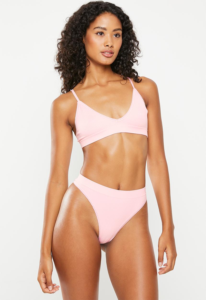 Cotton On - Seamless high cut thong 3 pack - blushing bride pointelle/maple sugar 