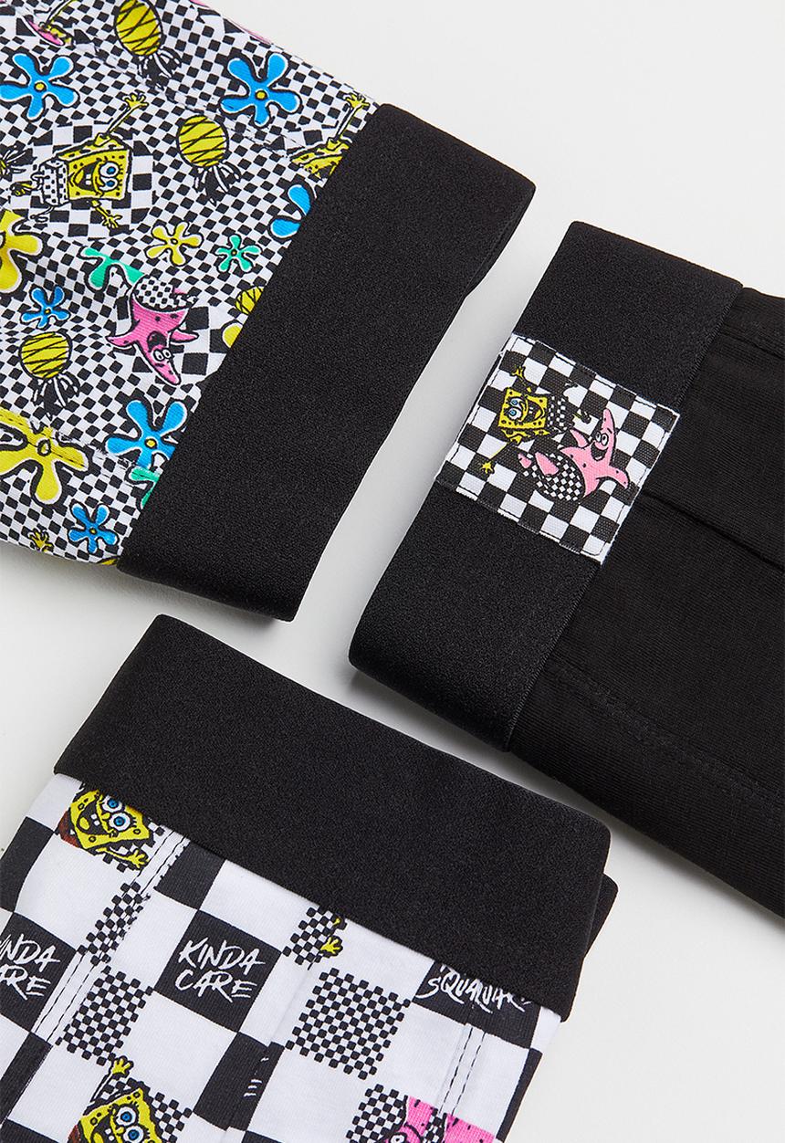 H&M - 3 Pack mid trunks - black/spongebob squarepants