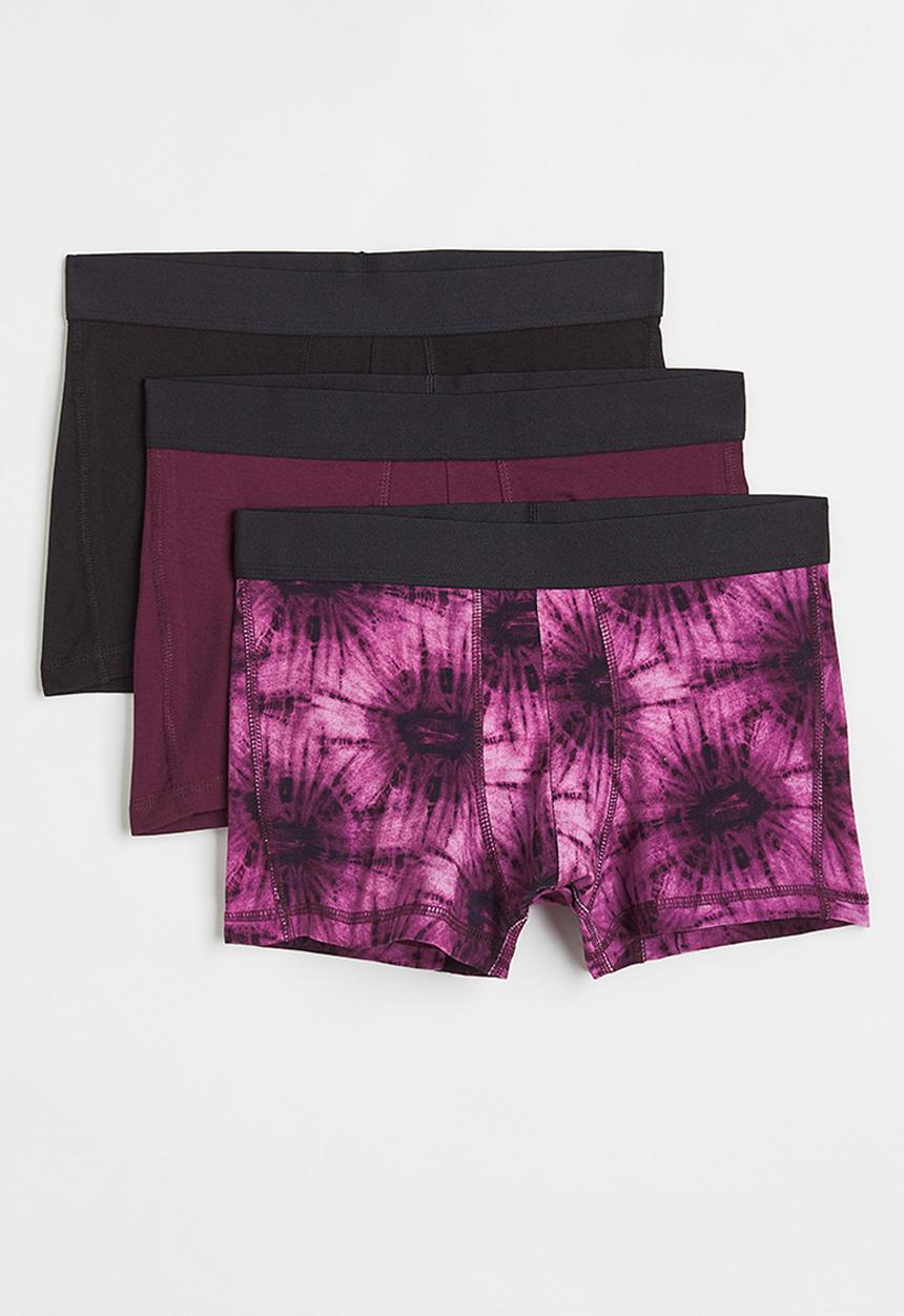 H&M - 3 Pack cotton short trunks - fuchsia/tie-dye